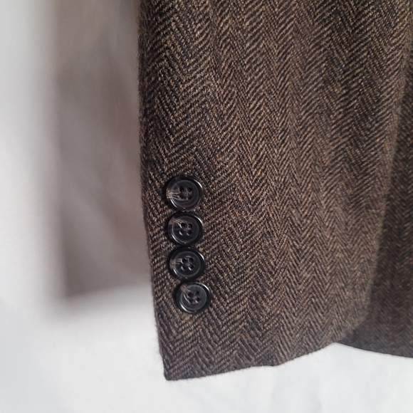 Lauren Ralph Lauren 100% Wool Brown Chevron 2 Button Blazer Suitcoat Size 46R - Picture 2 of 13